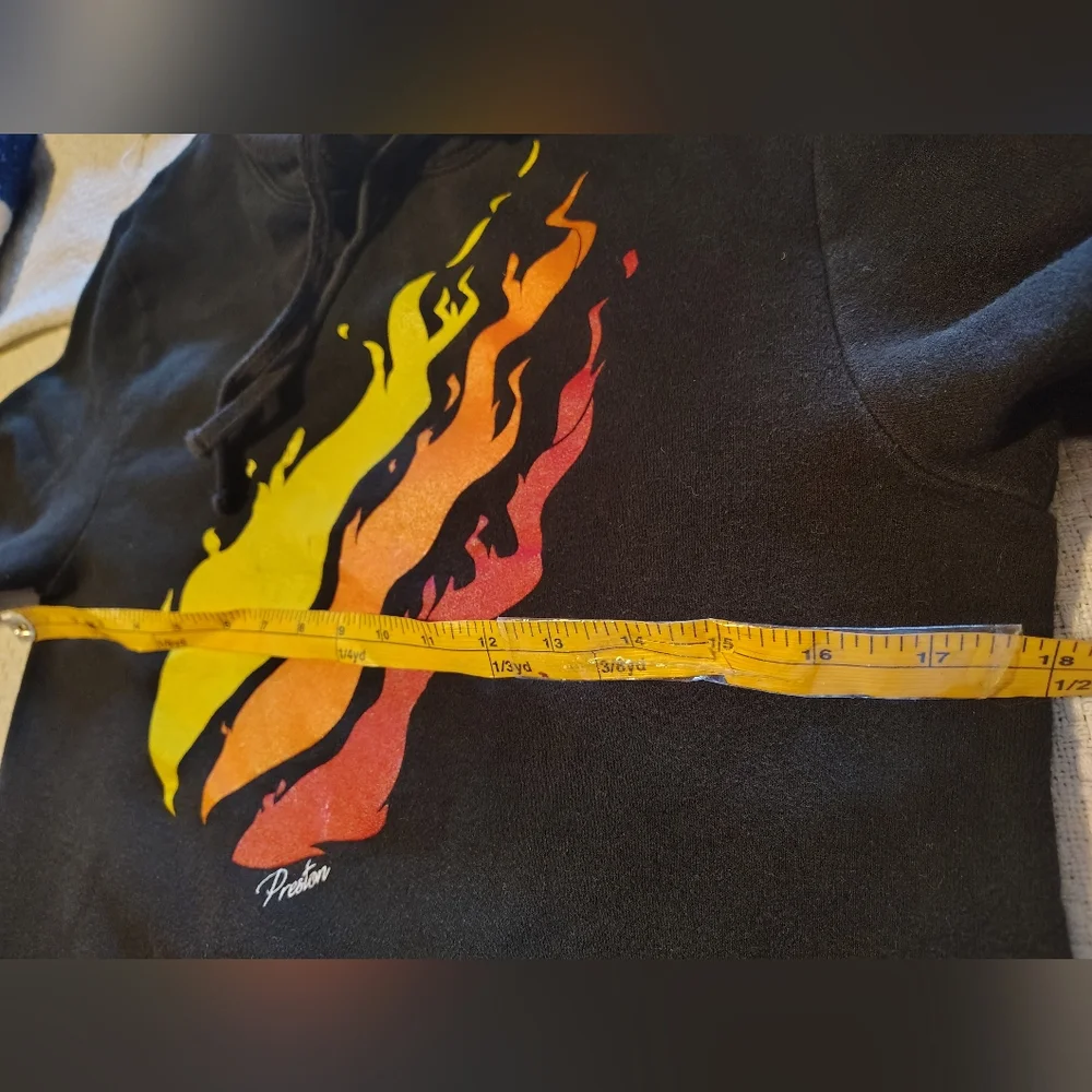 The Concert Fleece Hoodie, By Preston, Women Black, Pockets, Flames, XS - Picture 11 of 11